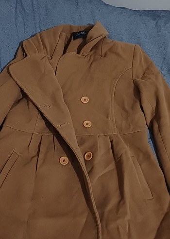 Düğmeli Bej Süet Midi Kadın Kaban - Görsel 3