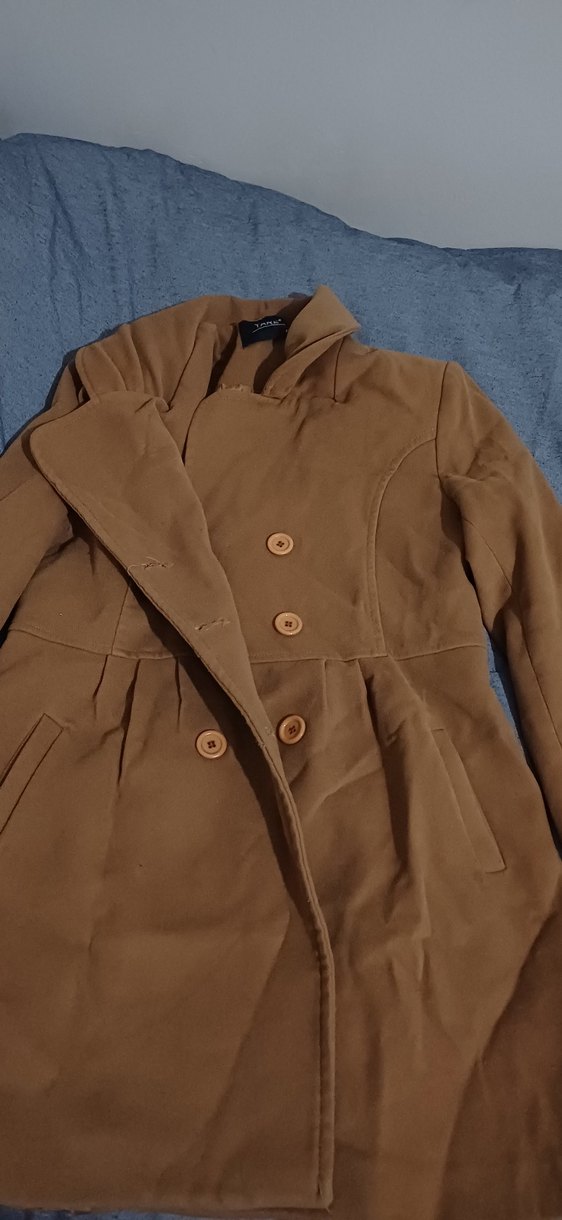 Düğmeli Bej Süet Midi Kadın Kaban - Görsel 3