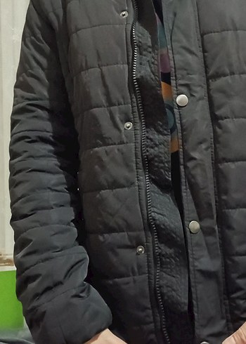 Düğmeli Siyah Kadın Kışlık Ceket - Görsel 3