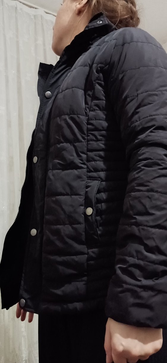 Düğmeli Siyah Kadın Kışlık Ceket - Görsel 2