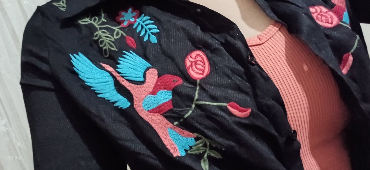 Bohem Renkli Nakışlı Kadın  bağlamalı gömlek - Görsel 2