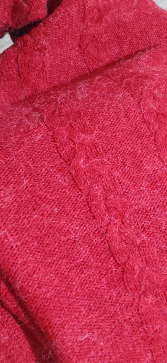 Kırmızı Yüksek Yakalı Örgü Kadın kazak - Görsel 3