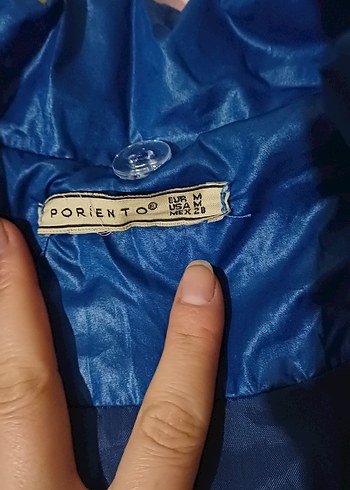 Mavi Fermuarlı Kadın Kışlık Mont - Görsel 4