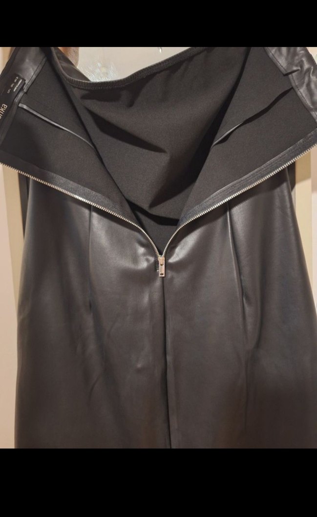 bershka deri elbise - Görsel 3