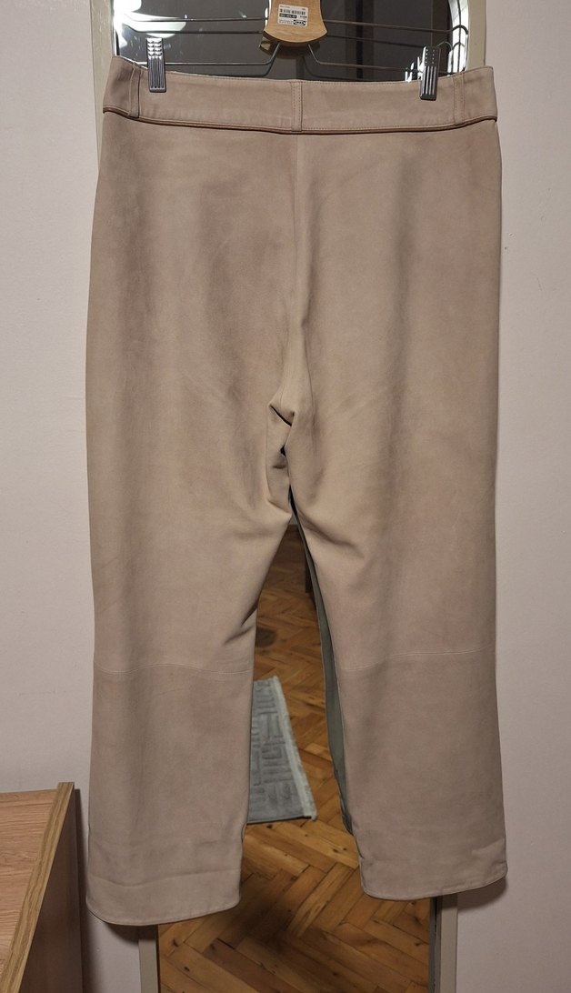 Bej Kadın Süet Kumaş Pantolon - Görsel 2