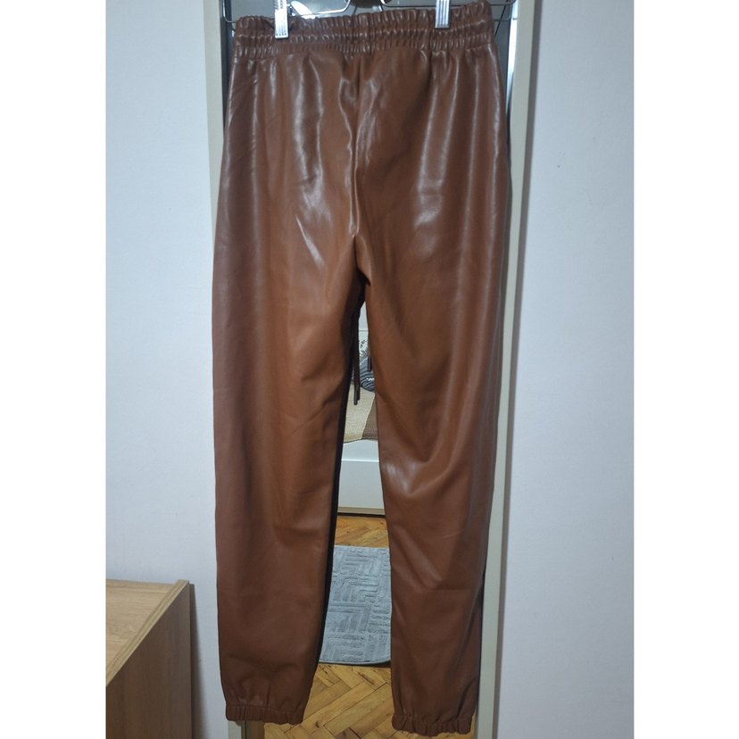 Kahverengi Deri Kadın Pantolon - Görsel 2