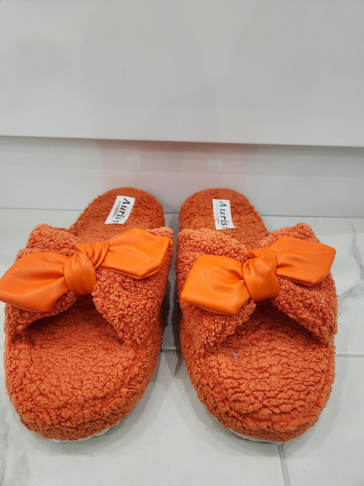 Turuncu Fiyonk Detaylı Kadın Ev Terliği - Görsel 3