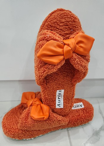 Turuncu Kadın Ev Terliği Fiyonk Detaylı - Görsel 5