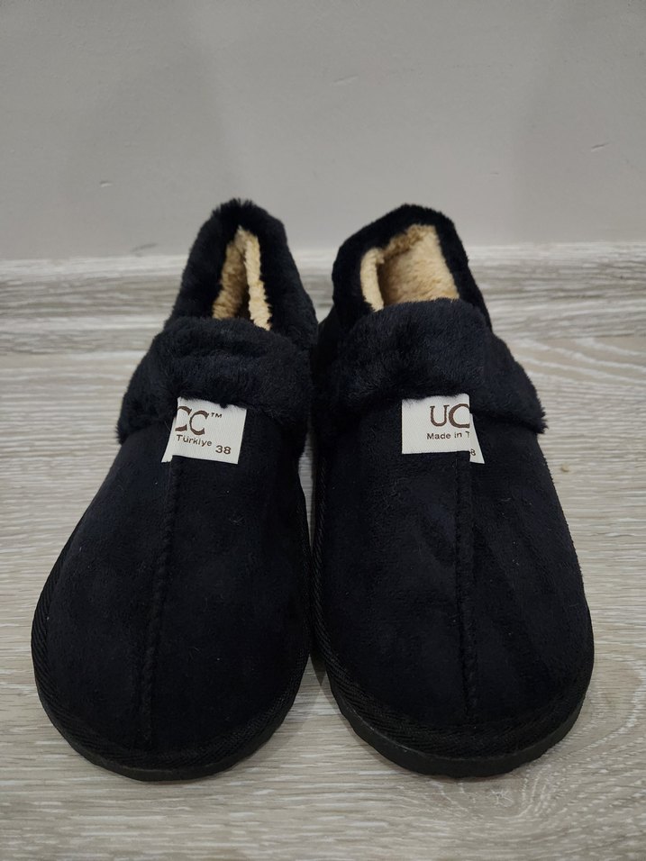 Kadın Siyah-Kahve Kürklü Sıcak Ev Terliği - Görsel 5