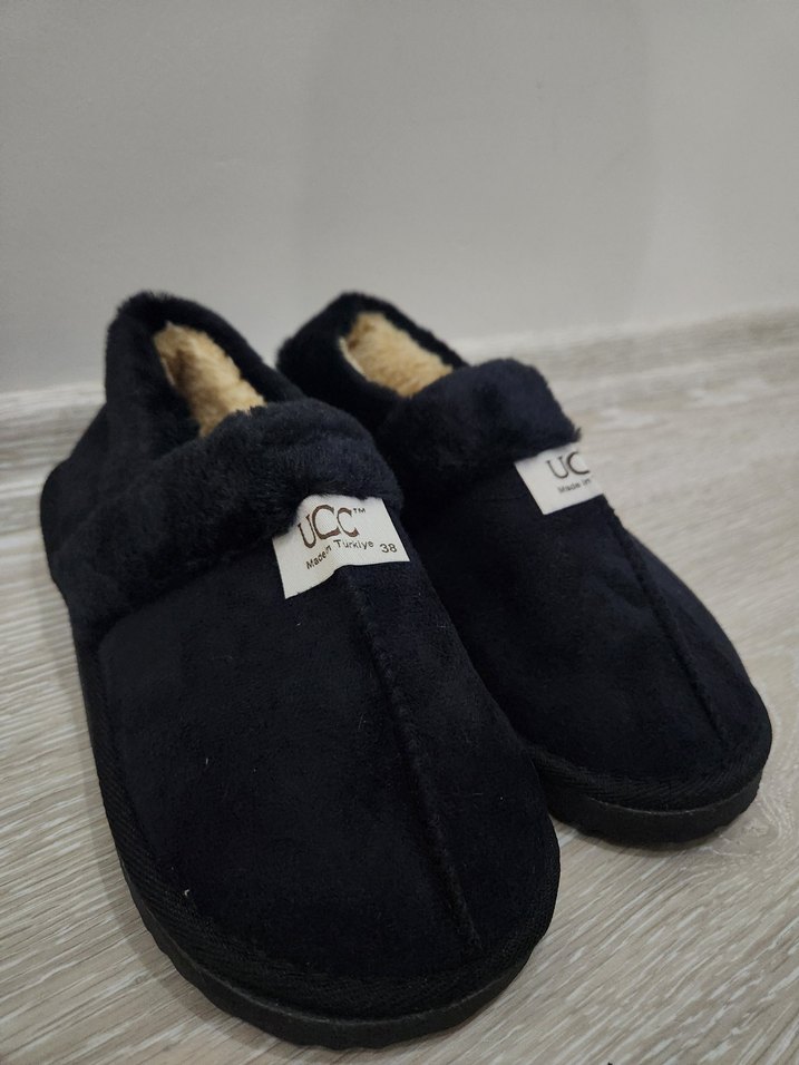 Kadın Siyah-Kahve Kürklü Sıcak Ev Terliği - Görsel 4