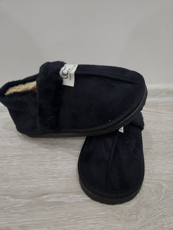 Kadın Siyah-Kahve Kürklü Sıcak Ev Terliği - Görsel 3