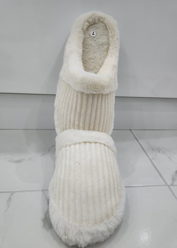 Beyaz Peluş Kadın Ev Terliği Kışlık - Görsel 5