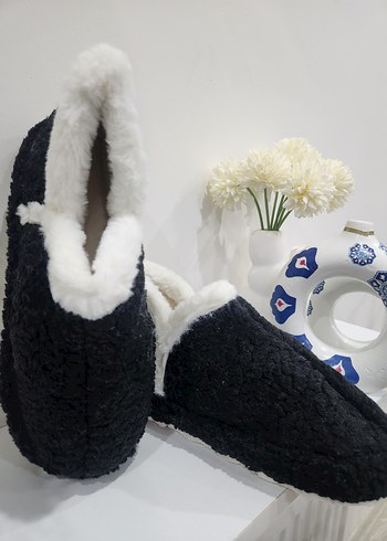 KIŞLIK EV BOTU PANDİFİ SİYAH BEYAZ PELUŞ - Görsel 8