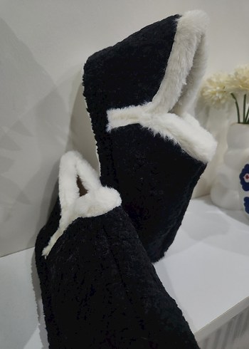 Kız Çocuk Siyah Kürklü Sıcak Terlik - Görsel 7