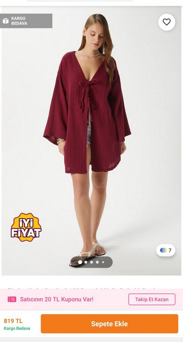 Bordo Kimono - Görsel 5