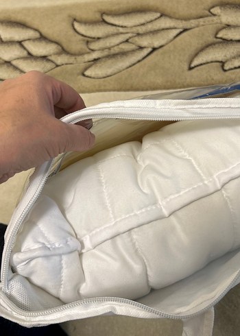 Beyaz Baskılı Pamuk Bebek Yastığı - Görsel 4