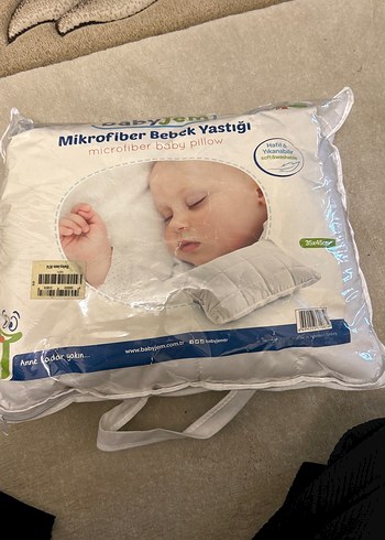 Beyaz Baskılı Pamuk Bebek Yastığı - Görsel 2