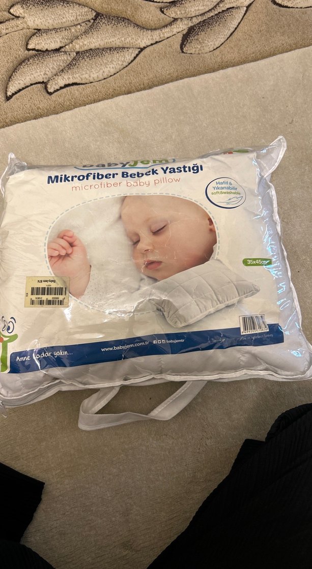 Beyaz Baskılı Pamuk Bebek Yastığı - Görsel 2