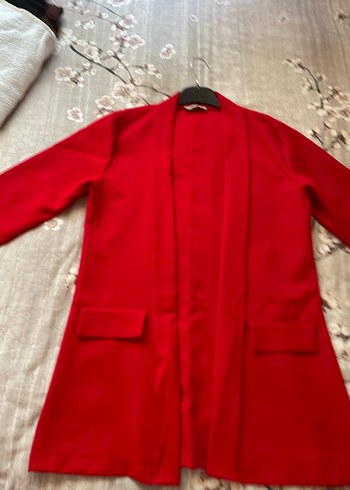 Kadın Kırmızı Kısa Oversize Blazer Ceket - Görsel 2