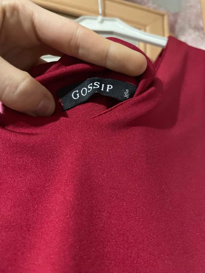 Bordo V Yakalı Drapeli Midi Elbise - Görsel 3