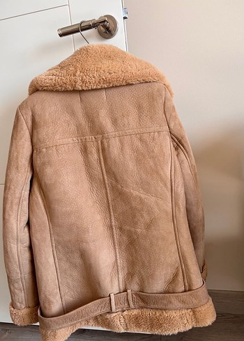 Bej Süet Kadın Ceket Kürklü - Görsel 2