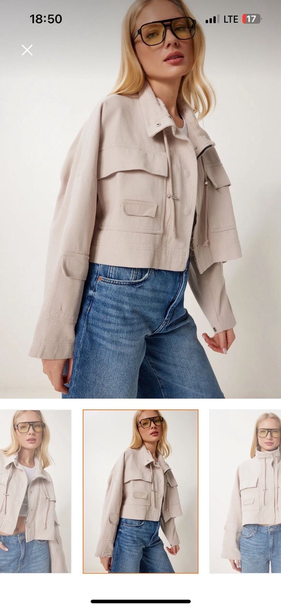 Bej Kot Kumaşlı Salaş Midi Ceket - Görsel 3