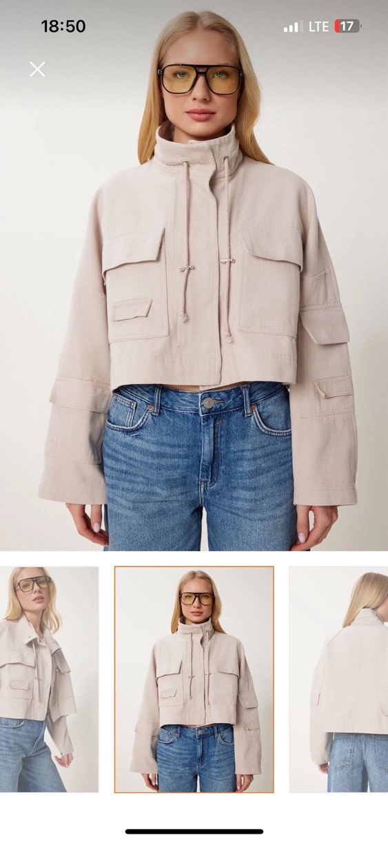 Bej Kot Kumaşlı Salaş Midi Ceket - Görsel 2