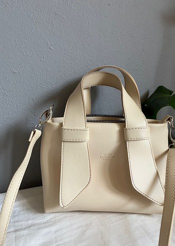 Bej Minimalist Deri Kadın Çanta - Görsel 2