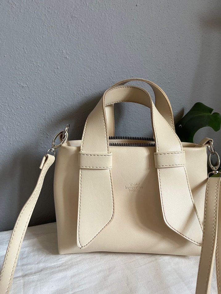 Bej Minimalist Deri Kadın Çanta - Görsel 2