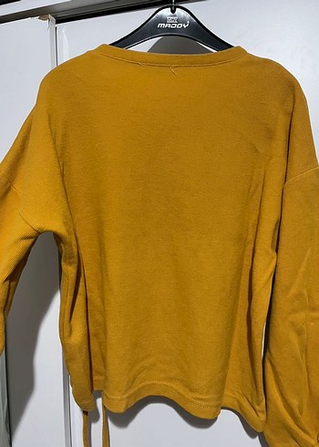 Sarı Kadın Salaş Uzun Kollu Sweatshirt - Görsel 4