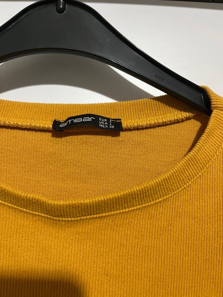 Sarı Kadın Salaş Uzun Kollu Sweatshirt - Görsel 2