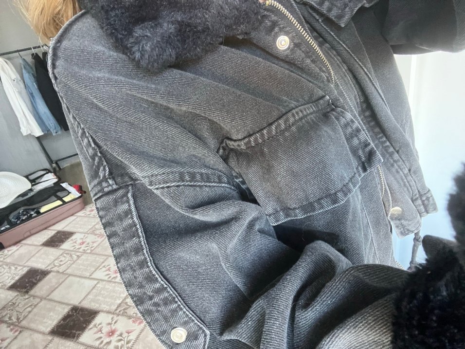 Siyah Kot Kürklü Street Style Ceket - Görsel 5