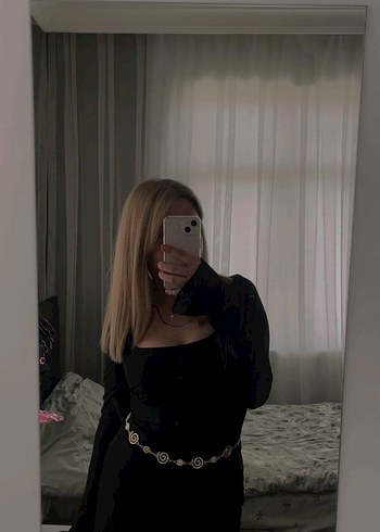 Uzun Kollu Siyah Mini Elbise - Görsel 2