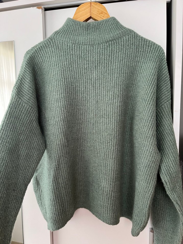 Milla Yarım Fermuarlı Yeşil Örgü Kadın Kazak  - Görsel 5