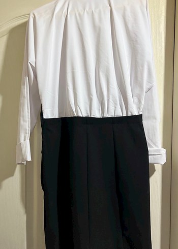 Düğmeli Beyaz Gömlek Elbise, Kısa Boy, Uzun Kollu - Görsel 3