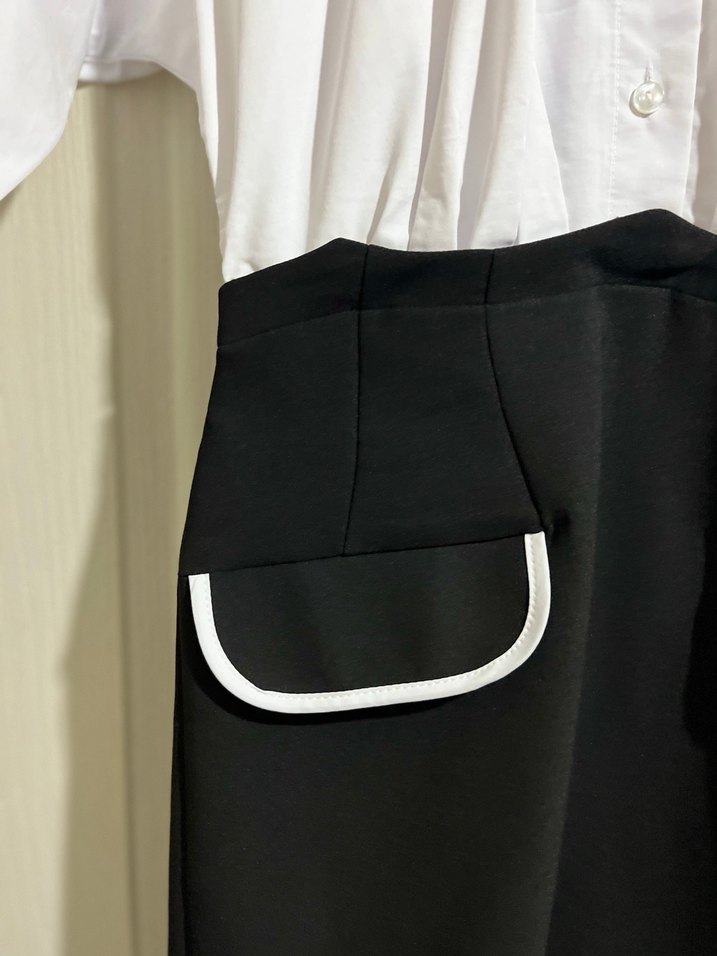 Düğmeli Beyaz Gömlek Elbise, Kısa Boy, Uzun Kollu - Görsel 4