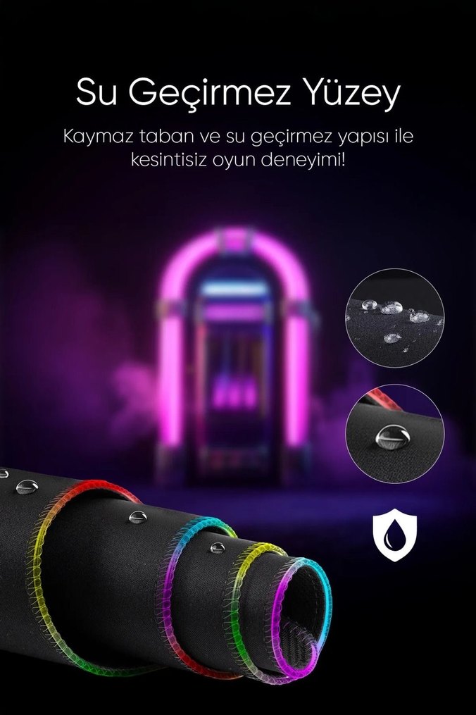 RGB Işıklı Geniş Alan Gaming Mousepad 80x30 cm - Görsel 3