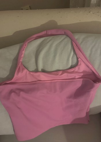 Pembe kadın boyundan bağlamalı bluz - Görsel 2