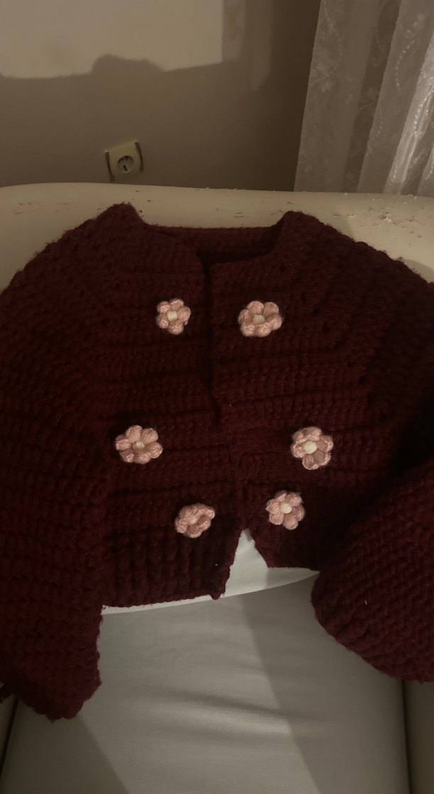 El örmesi örgü çiçekli hırka m beden - Görsel 3