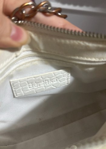 Zincir Detaylı Beyaz Yılan Derisi Desenli Kadın Çanta - Görsel 3