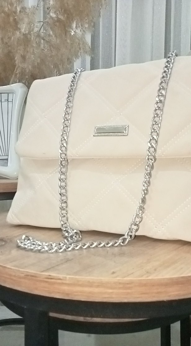 Zincir Detaylı Kadın Bej El Çantası - Görsel 2