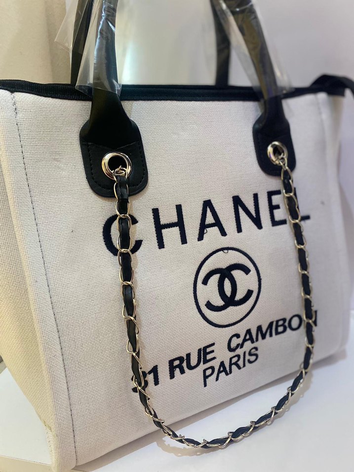 Zincir Detaylı Siyah Beyaz Kadın Çanta - Görsel 3