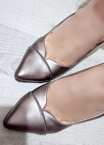 Bej Deri Stiletto Kadın Babet - Görsel 2