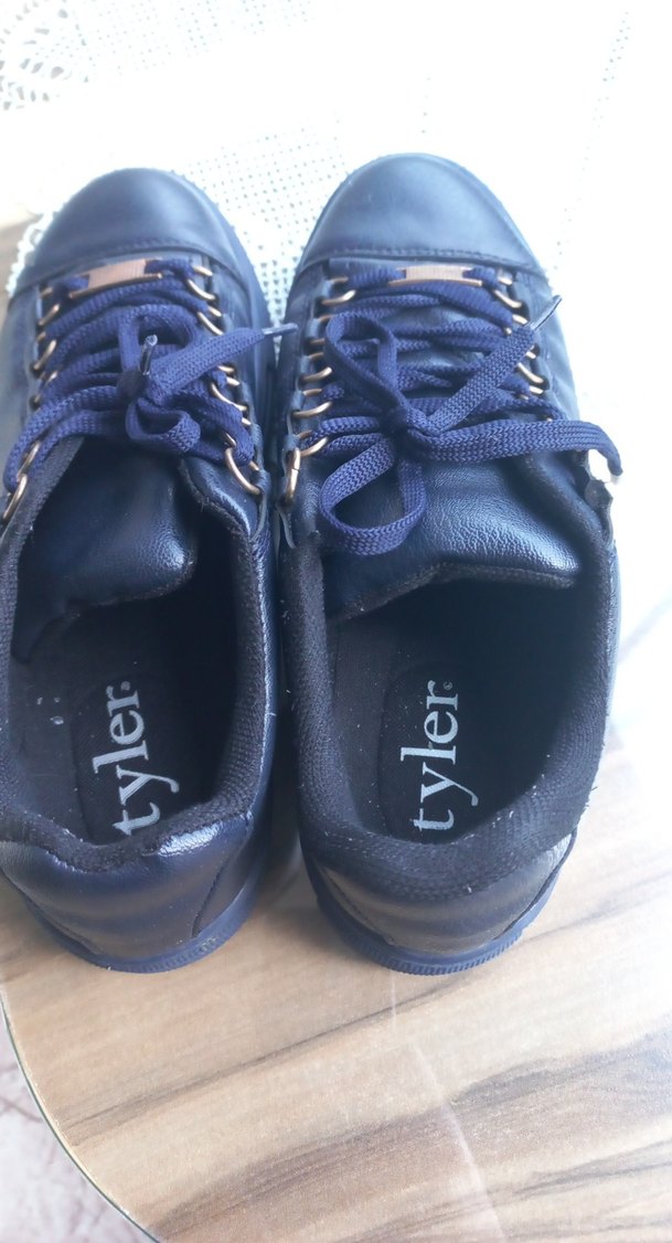 Kadın Mavi Deri Bağcıklı Günlük Spor Ayakkabı - Görsel 3