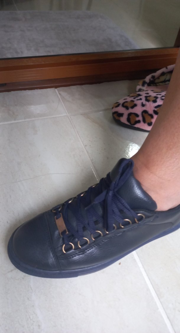 Kadın Mavi Deri Bağcıklı Günlük Spor Ayakkabı - Görsel 5