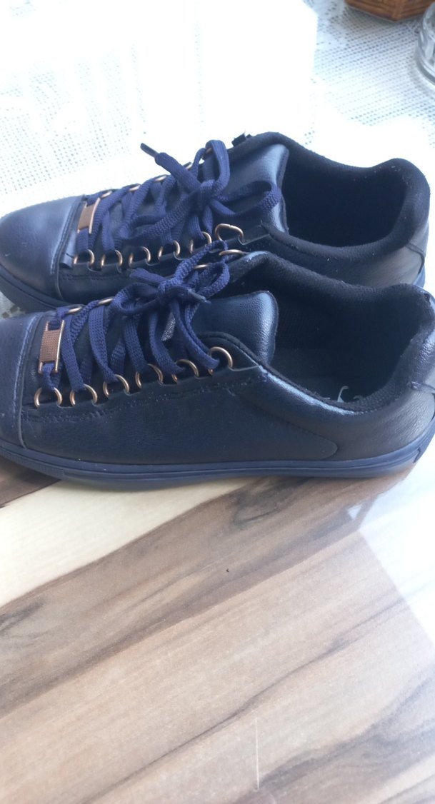 Kadın Mavi Deri Bağcıklı Günlük Spor Ayakkabı - Görsel 2