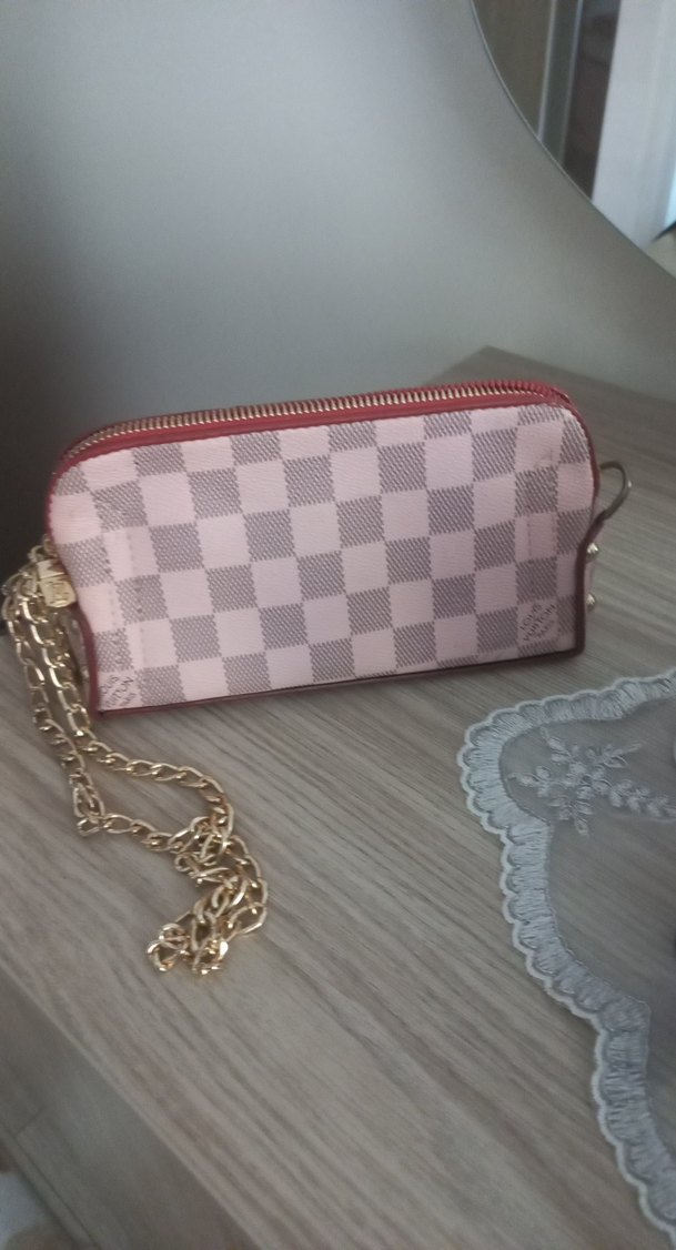 Pembe Ekose Desenli Fermuarlı Kadın Cüzdanı - Görsel 2