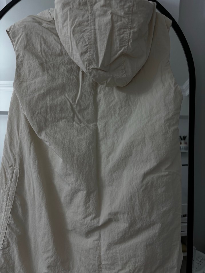Kadın Beyaz Keten Fermuarlı Yelek - Görsel 2