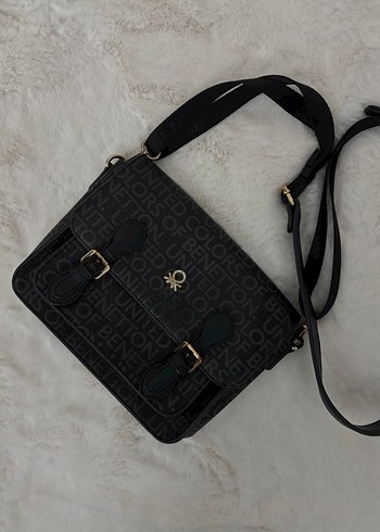 Siyah Baskılı Deri Kadın Çapraz Çanta - Görsel 3