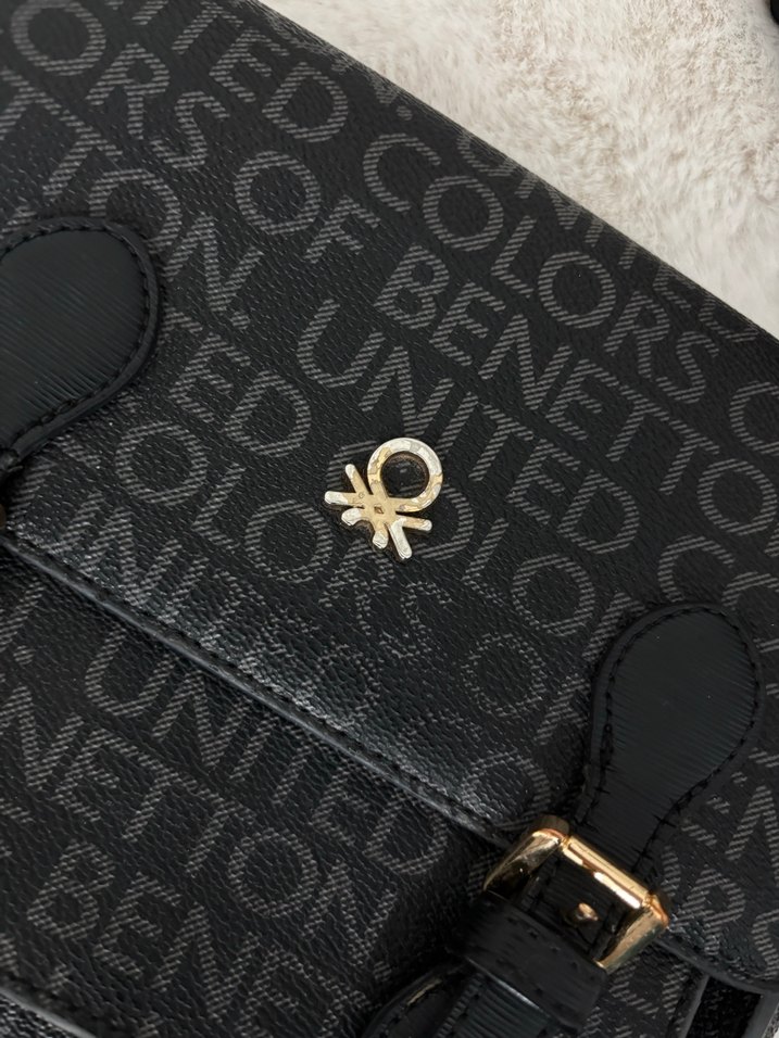 Siyah Baskılı Deri Kadın Çapraz Çanta - Görsel 2